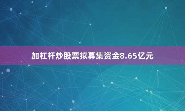 加杠杆炒股票拟募集资金8.65亿元