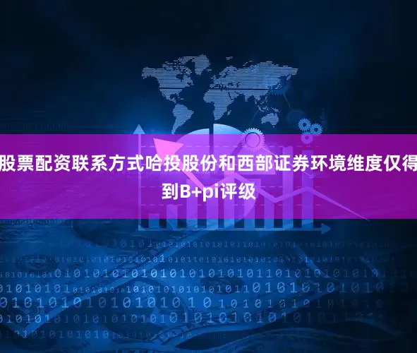 股票配资联系方式哈投股份和西部证券环境维度仅得到B+pi评级